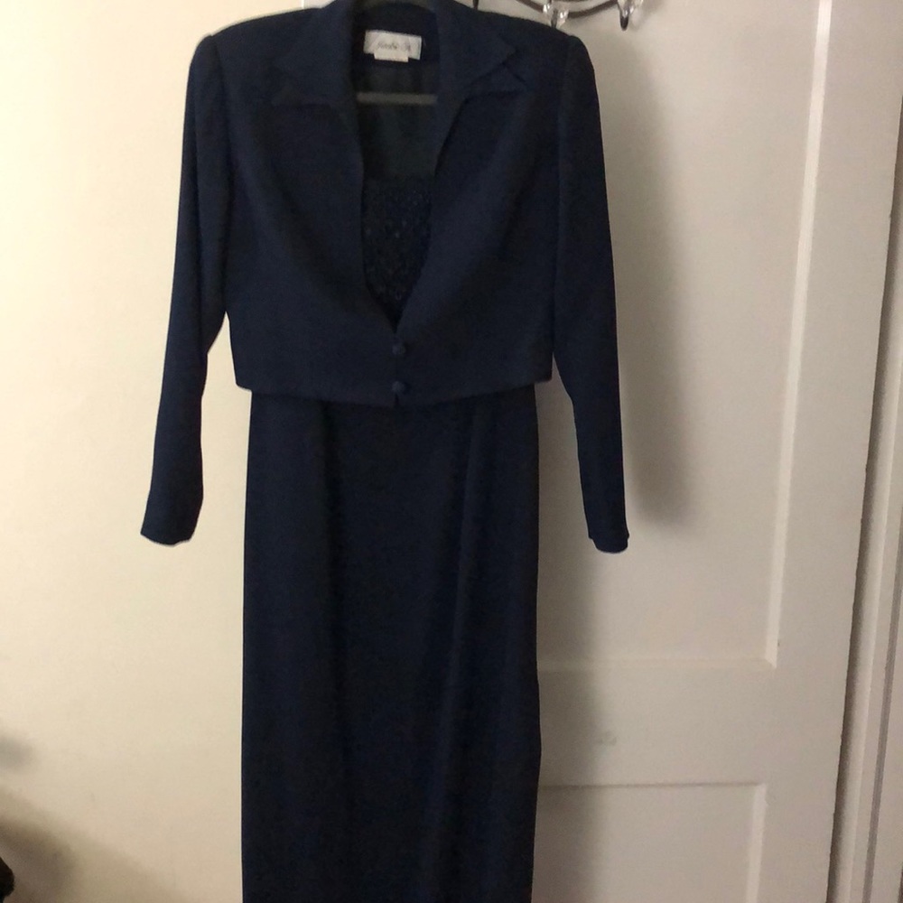 2 Piece Navy Gown w Matching Jacket